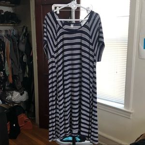 Navy Blue/White Striped Swing Dress Old Navy XXL